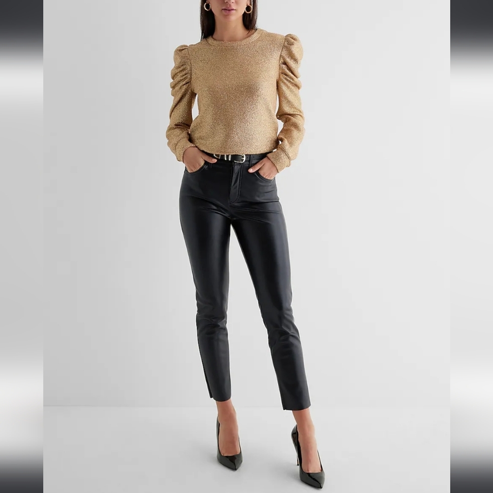 Express High Rise Leather Ankle Legging Stretch Pant NWT 4R